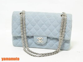 CHANELシャネルマトラッセチェーンショルダーバッグショルダーバッグジャージライトブルーシルバー金具美品【中古】