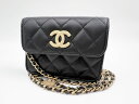 CHANEL シャネル チェーン クラッチ ポーチ サコッシュ ミニ ショルダーバッグ マトラッセ ブラック ラムスキン シャンパンゴールド金具 AP4315 ...