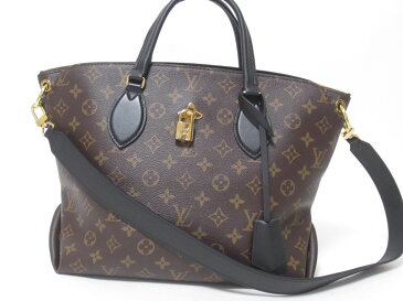 LOUIS VUITTON ルイウ゛ィトン モノグラム フラワージップド トートMM トートバッグ ショルダーバッグ 2WAY ブラック M44347 超美品【中古】