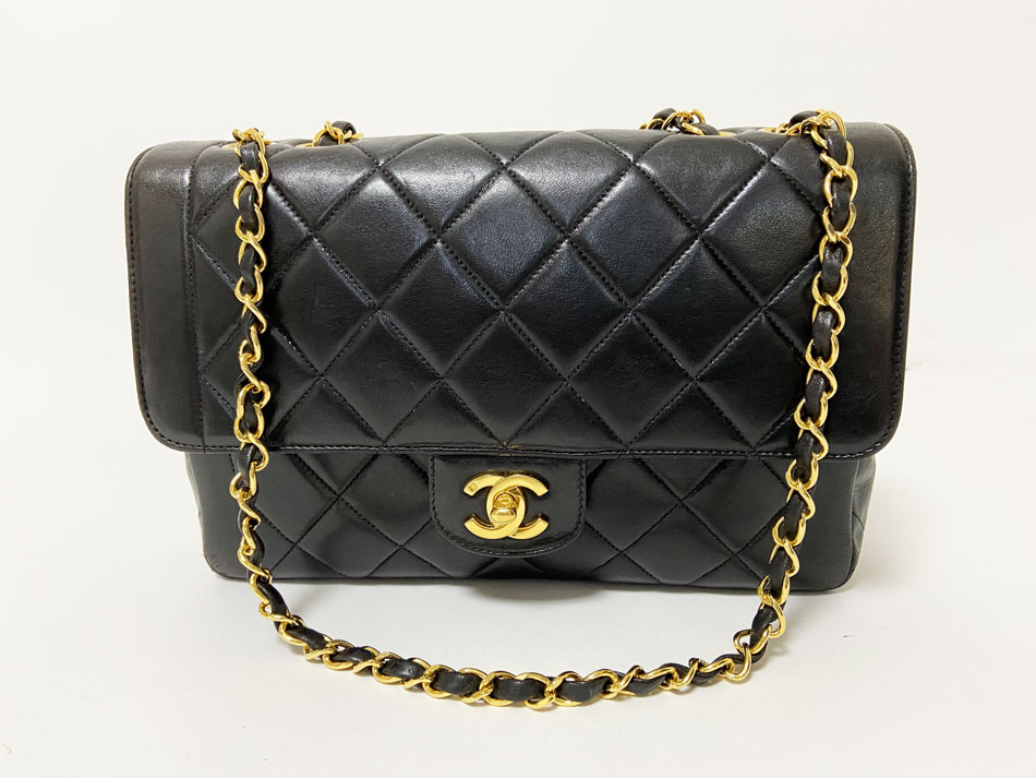 CHANEL シャネル マトラッセ チェーンショルダーバッグ ラムスキン ブラック ゴールド金具 ボルドー ヴィンテージ シリアルシール ブティックシール 36番 1995年【中古】