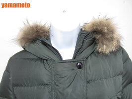 MONCLERモンクレールダウンジャケットレディースナイロンフードファーカーキ00美品【中古】