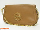 TORY BURCH トリーバーチ チェーンショルダーバッグ クラッチバッグ レザー ブラウン 美品【中古】
