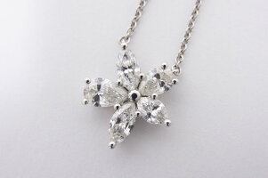 TIFFANY&CO.ティファニービクトリアミックスクラスターペンダントラージネックレスPt950プラチナダイヤ美品【中古】