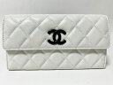 CHANEL シャネル キャビアスキン マトラッセ 2つ折り 長財布 ロングウォレット 2021年クルーズ ホワイト 超美品 【中古】