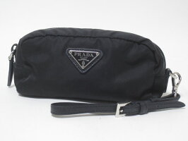 PRADAプラダポーチケース小物入れストラップナイロンVELAヴェラNEROブラック1NE175美品【中古】