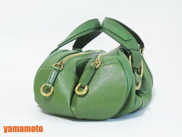 BVLGARIブルガリハンドバッグレザーグリーンゴールド金具【中古】