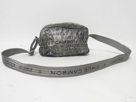 CHANELシャネルアンリミテッドショルダーバッグポーチ斜め掛けナイロンシルバーブラック【中古】