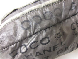 CHANELシャネルアンリミテッドショルダーバッグポーチ斜め掛けナイロンシルバーブラック【中古】