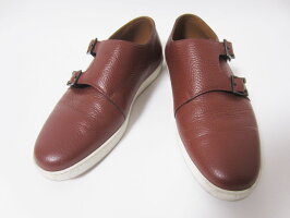 JOHNLOBBジョンロブメンズシューズ靴ダブルモンクレザーブラウンラバーソール71/2【中古】