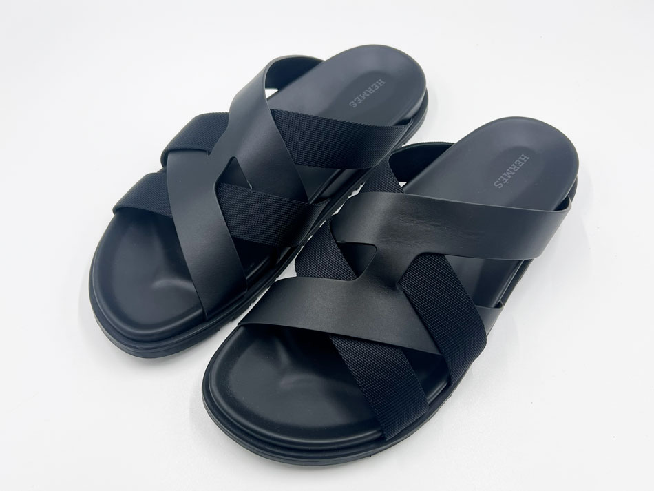 HERMES エルメス メンズ サンダル カジミール カーフ ブラック サイズ：44 H251975ZH 領収書 美品【中..