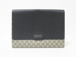 GUCCIグッチGGスプリームクラッチバッグセカンドバッグPVCレザーベージュブラック387088美品【中古】
