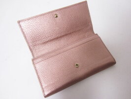 GUCCIグッチソーホー2つ折り長財布レザーメタリックピンク282414【中古】