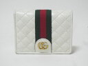 GUCCI グッチ ダブルG キルティング コンパクトウォレット 2つ折り 財布 ホワイト グリーン レッド 536453 美品 【中古】