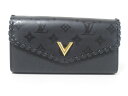 LOUIS VUITTON ルイヴィトン レザー ブラック ポルトフォイユ・ヴェリー 長財布 2つ折り ゴールド金具 M62059 【中古】