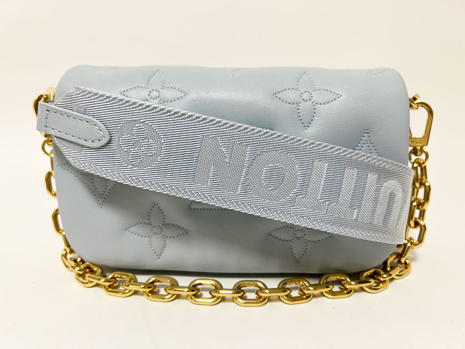 Louis Vuitton Calf Leather Bubble Glam Wallet On Strap Chain Shoulder Bag  Blue G