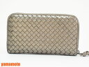 BOTTEGA VENETA ボッテガ ウ゛ェネタ ファスナー 財布 イントレチャート 114076 ゴールド 美品【中古】