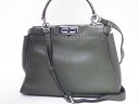 FENDI フェンディ PEEKABOO ピーカブー REGULAR レギュラー ハンドバッグ ショルダーバッグ 2WAY レザー パイソン OLIVE DES...