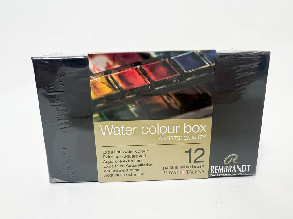 REMBRANDT レンブラント Water colour box 固形水彩絵具 12色セット ハーフパン12色 水彩画用筆 T0583-..