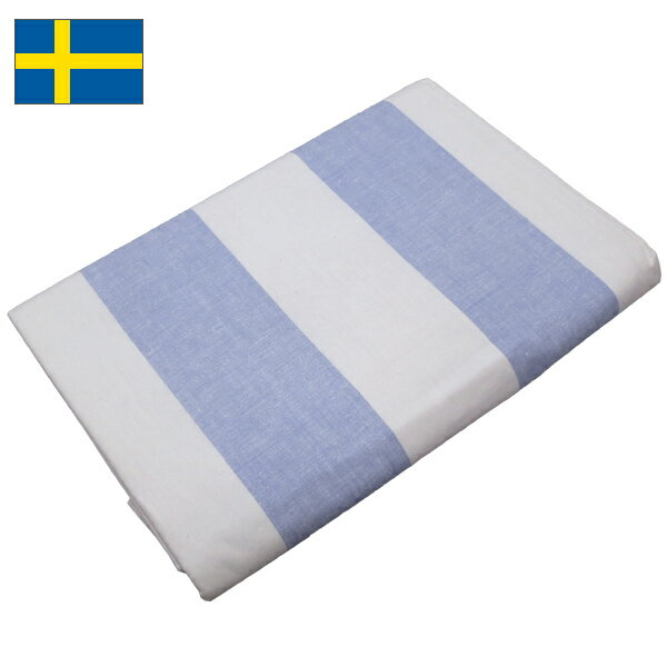 スウェーデン軍 ストライプ 毛布カバー コットン デッドストック EE110NN ブランケットカバー シーツ 寝具 ミリタリー ブルー ホワイト その1