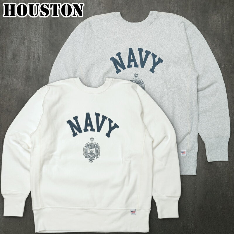 20%OFF！■HOUSTON ヒューストン #22311 長袖 U.S.コットンスウェット『USNA』トレーナー メンズ 男性 トップス ロングスリーブ カジュアル アメカジ USNA 春 秋 冬 裏起毛