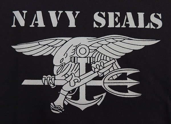 1点ならメール便可 オリジナルプリント 半袖Tシャツ 『NAVY SEALS ラージロゴ』 【ブラックxグレー】