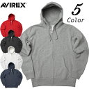 アヴィレックス ジップアップパーカー メンズ AVIREX アビレックス #6153510 デイリー ロングスリーブ スウェット フルジップパーカー 長袖デイリーシリーズ メンズ トップス スウェットパーカー 裏起毛 普段着 無地 フード 羽織 ジッパー