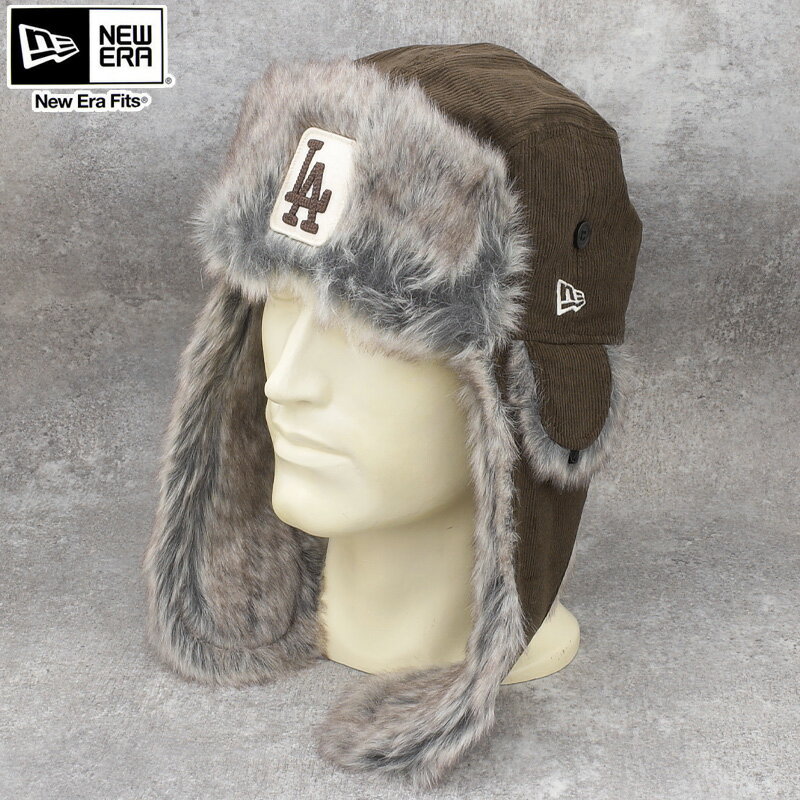 NEWERA ニューエラ トラッパー コーデュロイ ウォルナット『ロサンゼルス・ドジャース』フライトキャップ パイロットキャップ 帽子 CAP メンズ 男性 レディース 女性 ユニセックス 防寒 ファー イヤーフラップ 2WAY 暖かい カジュアル アウトドア キャンプ スノボ 冬 MLB
