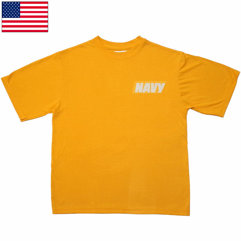 1点ならメール便可 米軍 U.S.NAVY トレーニング Tシャツ SOFFE 半袖 オレンジ デッドストック JT067NN アメリカ海軍 スポーツ ソフィー クルーネック 丸首 ショートスリーブ イエロー リフレクタープリント 実物ミリタリー 本物軍用放出品 軍モノ 軍物 未使用品