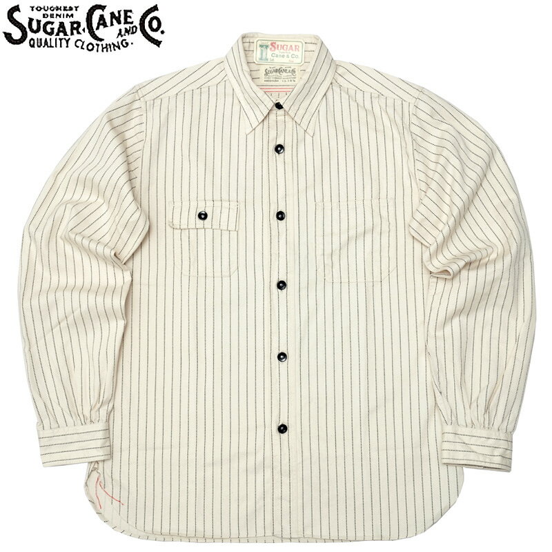 SUGAR CANE シュガーケーン #SC27076 FICTION ROMANCE 8.5OZ. ホワイトウォバッシュ ストライプ 長袖 ワークシャツメンズ 男性 トップス ロングスリーブ ワークウエア アメカジ