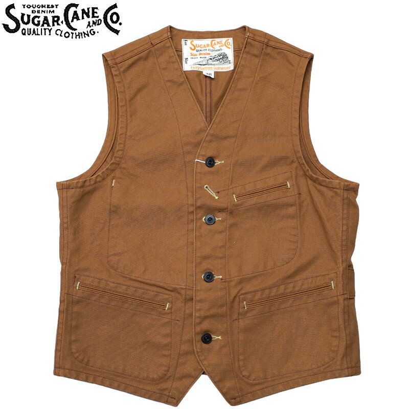 SUGAR CANE シュガーケーン #SC14375 13oz. ブラウンダック ワークベストメンズ 男性 ミリタリー アメカジ 硫化染め 13オンス ワークウエア