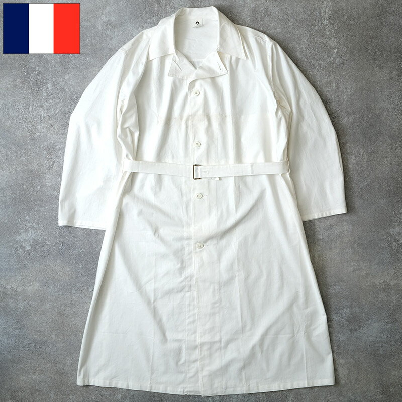 乐天商城 - フランス軍 60s ワークコート コットン ホワイト デッドストック JC194NN 仏軍 フレンチアーミー オーバーコート 作業服 作業着 ワークウェア ワーカー ショップコート エンジニアコート ロングコート 薄手 白 男性 メンズ 実物ミリタリー 軍物 軍モノ 年代物 未使用品