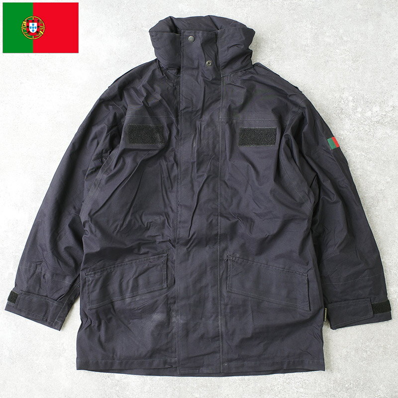 ポルトガル軍 MP ゴアテックスパーカー ネイビー USED GORE-TEX ウォータープルーフ 防水透湿素材 防風 雨具 雨合羽 レインジャケット アウター コート スタンドカラー フリースライナー フード付き カジュアル 冬 ウインター 男性 メンズ 実物ミリタリー 軍物 軍モノ