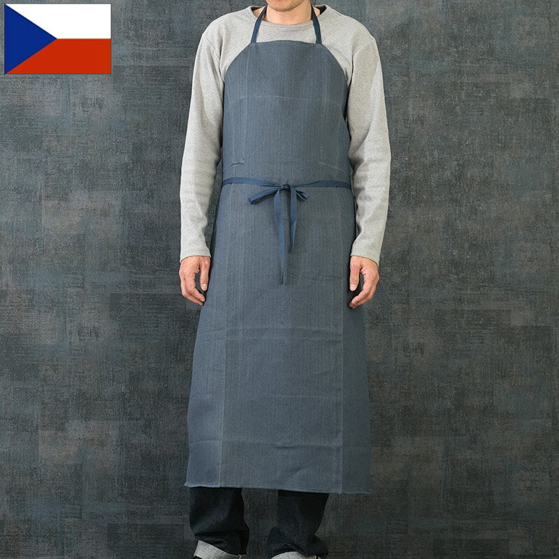 1点ならメール便可 チェコ軍 ビブエプロン HBT ネイビー デッドストック EE395NN ワーク ワーカー ガーデニング キッチン用品 ロング コットンリネン 実物ミリタリー 軍モノ 軍物 未使用品