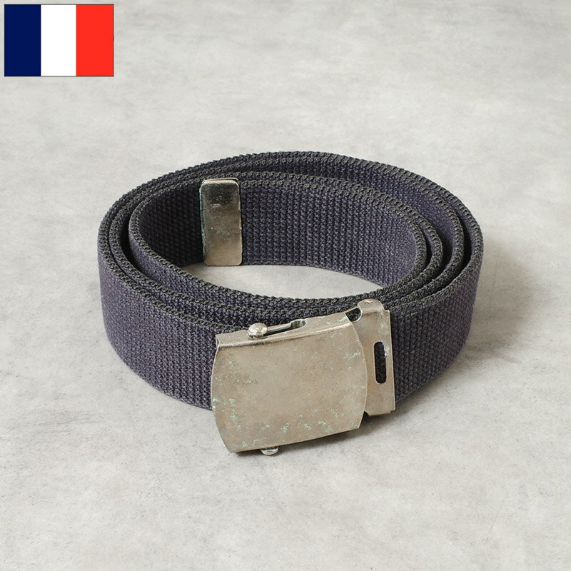 乐天商城 - メール便可 フランス軍 コットン キャンバスベルト ネイビー USED SB086UN 仏軍 トラウザーズベルト ウェブ ガチャベル バックル カジュアル アメカジ 男性 メンズ 女性 レディース 実物ミリタリー 軍物 軍モノ ユーズド