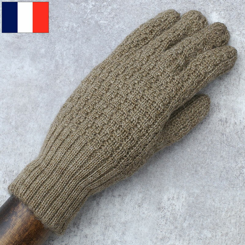 1点ならメール便可 フランス軍 1950s ビンテージ ウールニットグローブ カーキ デッドストック GG018NN 仏軍 手袋 軍手 ニット 保温 ワーク アウトドア キャンプ 実物ミリタリー 軍物 軍モノ 年代物 未使用品