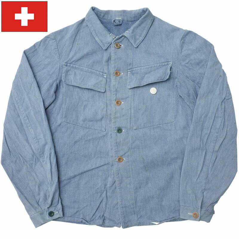 スイス軍 デニムジャケット ブルー オールドスタイル USED JJ184UN