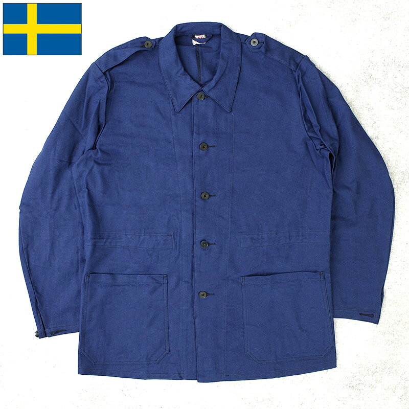 乐天商城 - スウェーデン軍 ワークジャケット コットンツイル ネイビー デッドストック JJ425NN SWD ワークウェア ワーカー メカニック 作業着 上着 アウター 羽織り ブルゾン カバーオール 2ポケット 2PK ブルー カジュアル 男性 メンズ 春 秋 実物ミリタリー 軍物 軍モノ 未使用品
