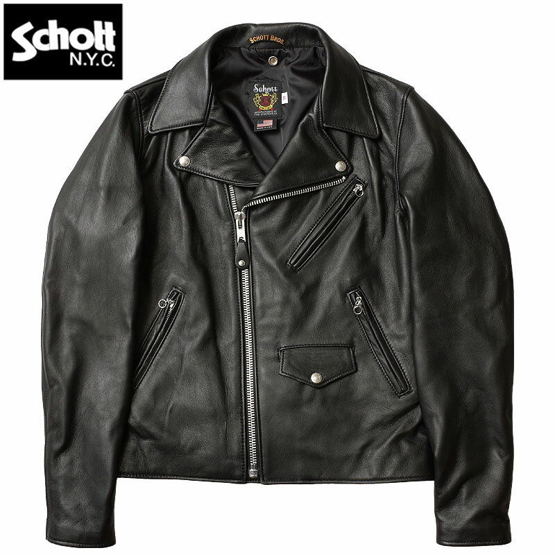 ショット ライダースジャケット メンズ ノベルティープレゼント Schott ショット #7823950089[7150009](7525) 228US ラムレザー ライダースジャケット メンズ 黒 ブラック 本革ジャン リアルライダース バイカー アウター レザージャケット ダブルライダース 羊革 ONE STAR