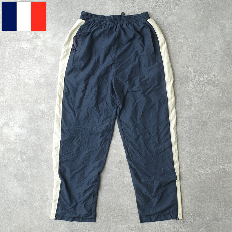 フランス軍 ST CYR トレーニング ジムパンツ Distri Sport ネイビー USED PP514UN サンシール ミリタリースクール ジャージパンツ ズボン フィジカル フィットネス スポーツウェア ランニング ジョギング カジュアル 実物ミリタリー 軍物 2000年代 00s 古着 ユーズド
