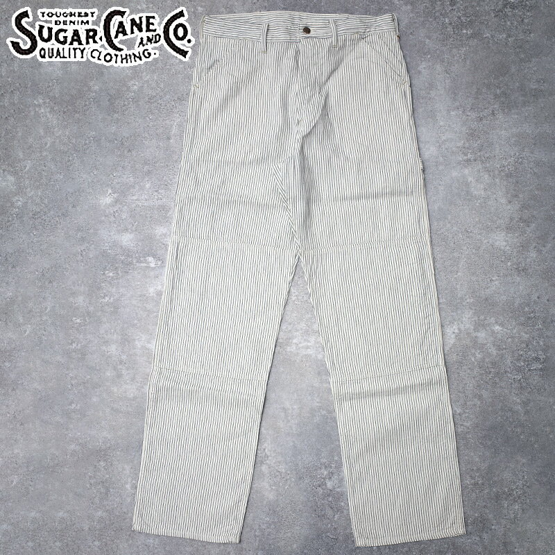 乐天商城 - SUGARCANE シュガーケーン #SC42649 FICTION ROMANCE 8oz.インディゴ ストライプ ワークパンツフィクションロマンス パンツ メンズ 男性 ズボン ボタンフライ カジュアル アメカジ 太め ワイドパンツ 縦縞 ホワイト 白