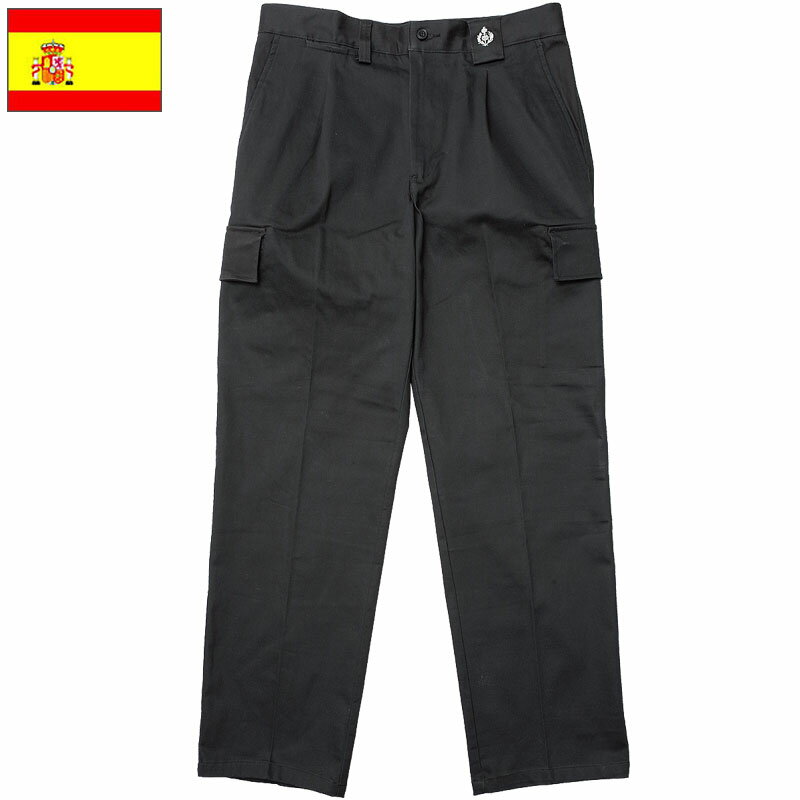 スペイン ポストメール カーゴパンツ ブラック サイズW50以下 デッドストック PP351NN ワンタック ズボン スラックス 黒 未使用品