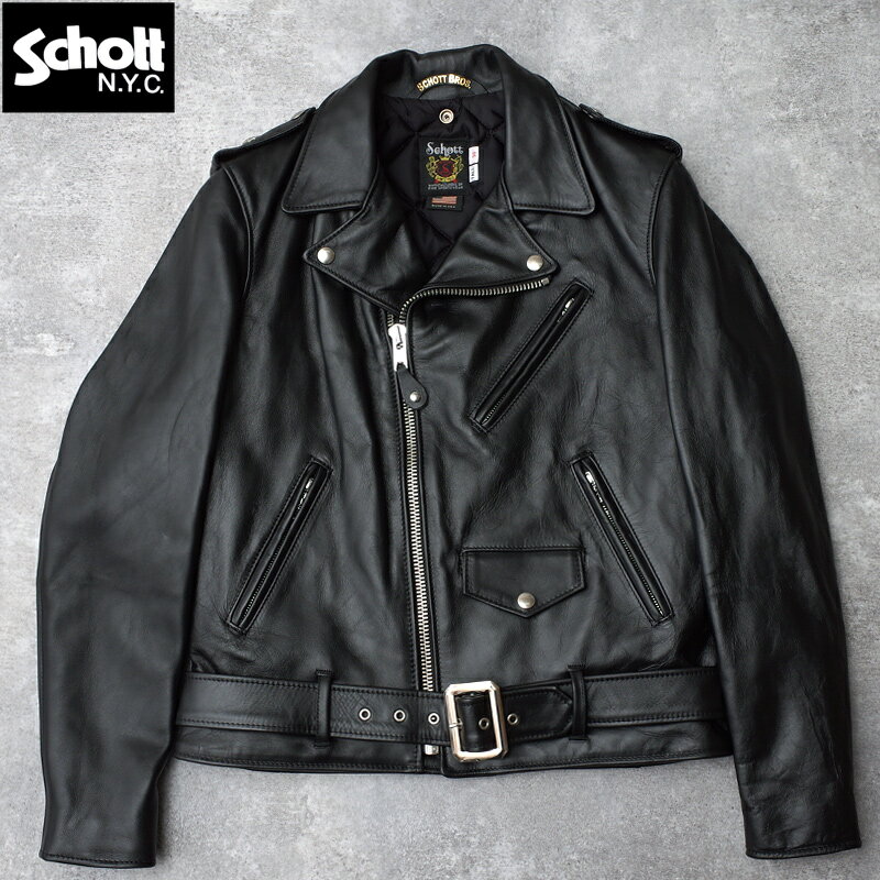 Schott ショット 782-5950017(7164) SCH-613UST ワンスター ダブルブレスト ライダースジャケット 613 メンズ 黒 ブラック ステアハイドレザージャケット 牛革 本革ジャン リアルライダース バイカー ダブルライダース アウター
