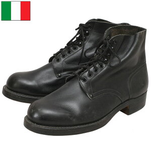 イタリア軍 AMI レザー アンクルブーツ ブラック USED FB077NN イタリア空軍 本革 本皮 ショートブーツ レースアップ プレーントゥ メンズ 実物ミリタリー 軍物 軍モノ