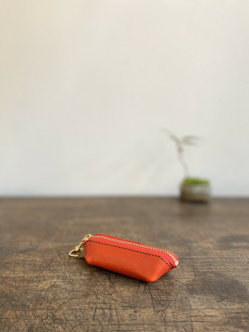 縦長コインケース　朱赤