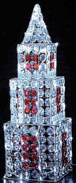 クリスタルビーズモチーフ3連タワーイルミネーション　電飾　デコレーション　イベント　パーティー　クリスタル　塔　タワー　建物　LEDライト　クリスマス