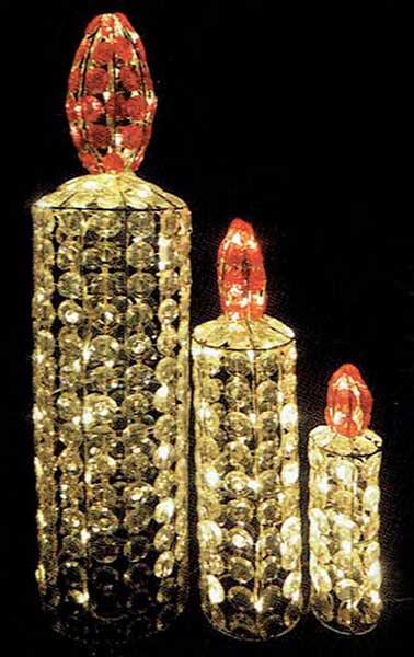 クリスタルビーズモチーフ　3連キャンドル（ゴールド）イルミネーション　電飾　ローソク　デコレーシ..