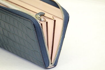 クロコダイル 財布 ラウンドファスナー 山本製鞄 メンズ アウトレット 日本製 本革 ヴァイオレット