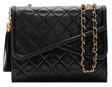 CHANEL【シャネル】マトラッセ フリンジ付き ダブルフラップ チェーンショルダー ラムスキン 黒（ゴールド金具）ショルダーバッグ ミニショルダーバッグ レディースバッグ レディースバッグ ハイブランド【中古】【送料無料】