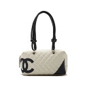 CHANEL【シャネル】カンボンライン ショルダーバッグ カーフレザー 白×黒（シルバー金具）ショルダーバッグ ミニショルダーバッグ レディースバッグ レディースバッグ ハイブランド【中古】【送料無料】