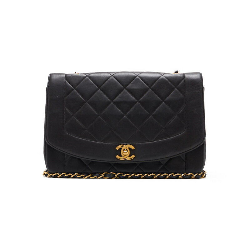 CHANEL【シャネル】マトラッセ ダイアナフラップ チェーンショルダー ラムスキン 黒（ゴールド金具）ショルダーバッグ ミニショルダーバッグ レディースバッグ レディースバッグ ハイブランド【中古】【送料無料】